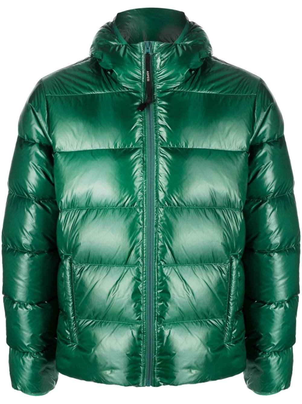 Shop Aspesi Padded Feather-down Zip-up Jacket In Green