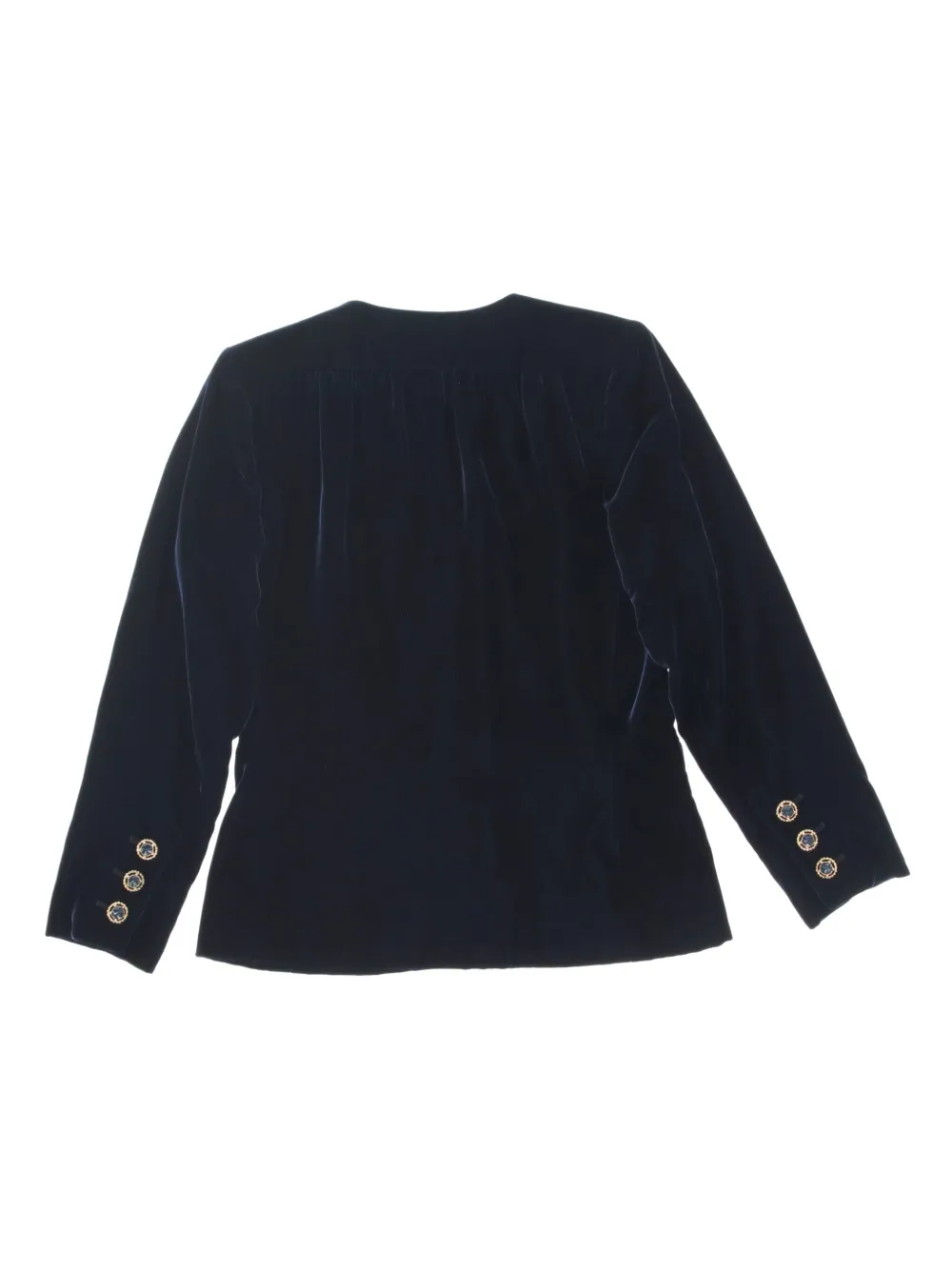 Saint Laurent Pre-Owned 1980 velvet single-breasted blazer - Blauw