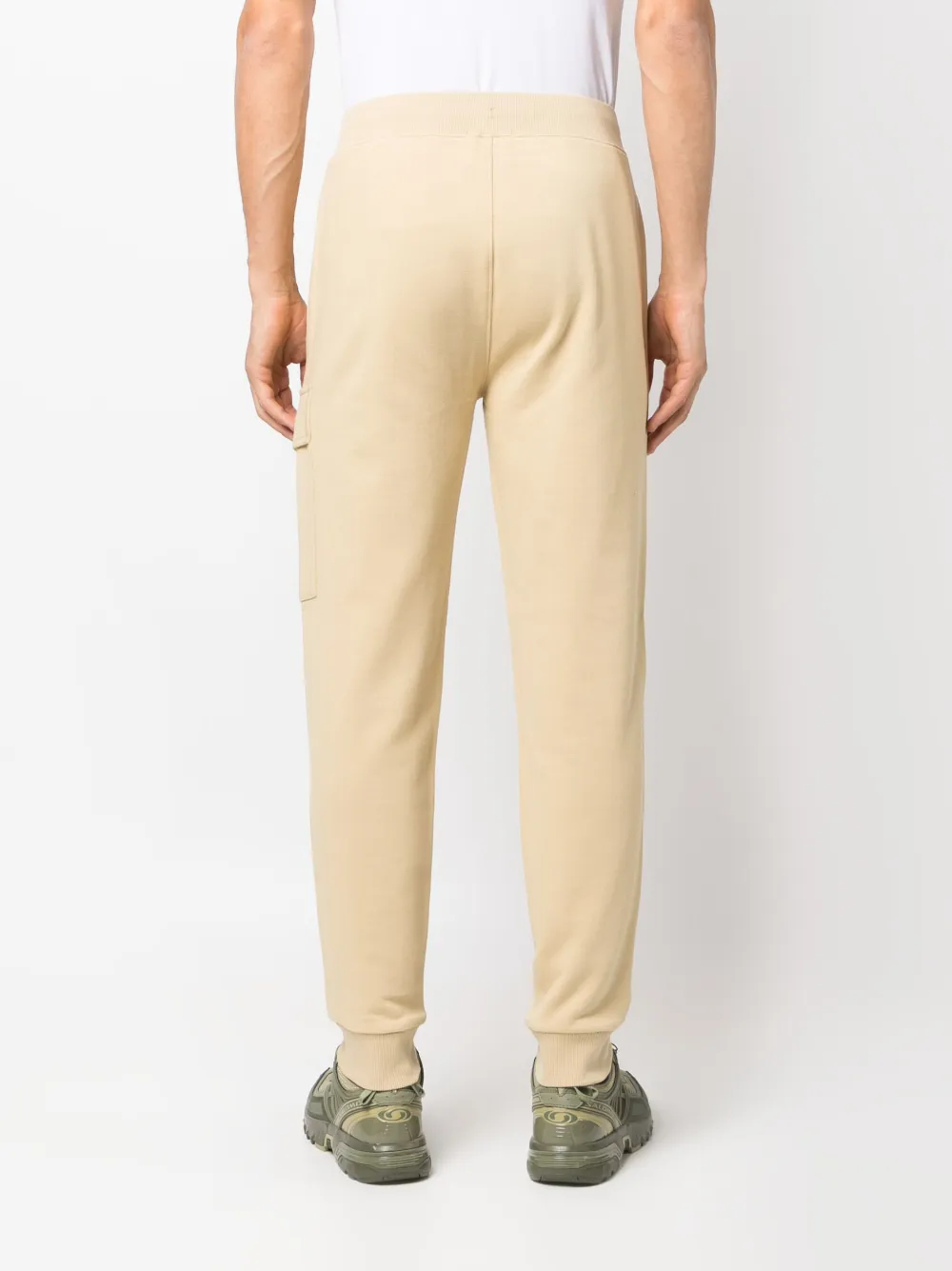 Shop C.p. Company Logo-plaque Cotton Track Pants In Neutrals