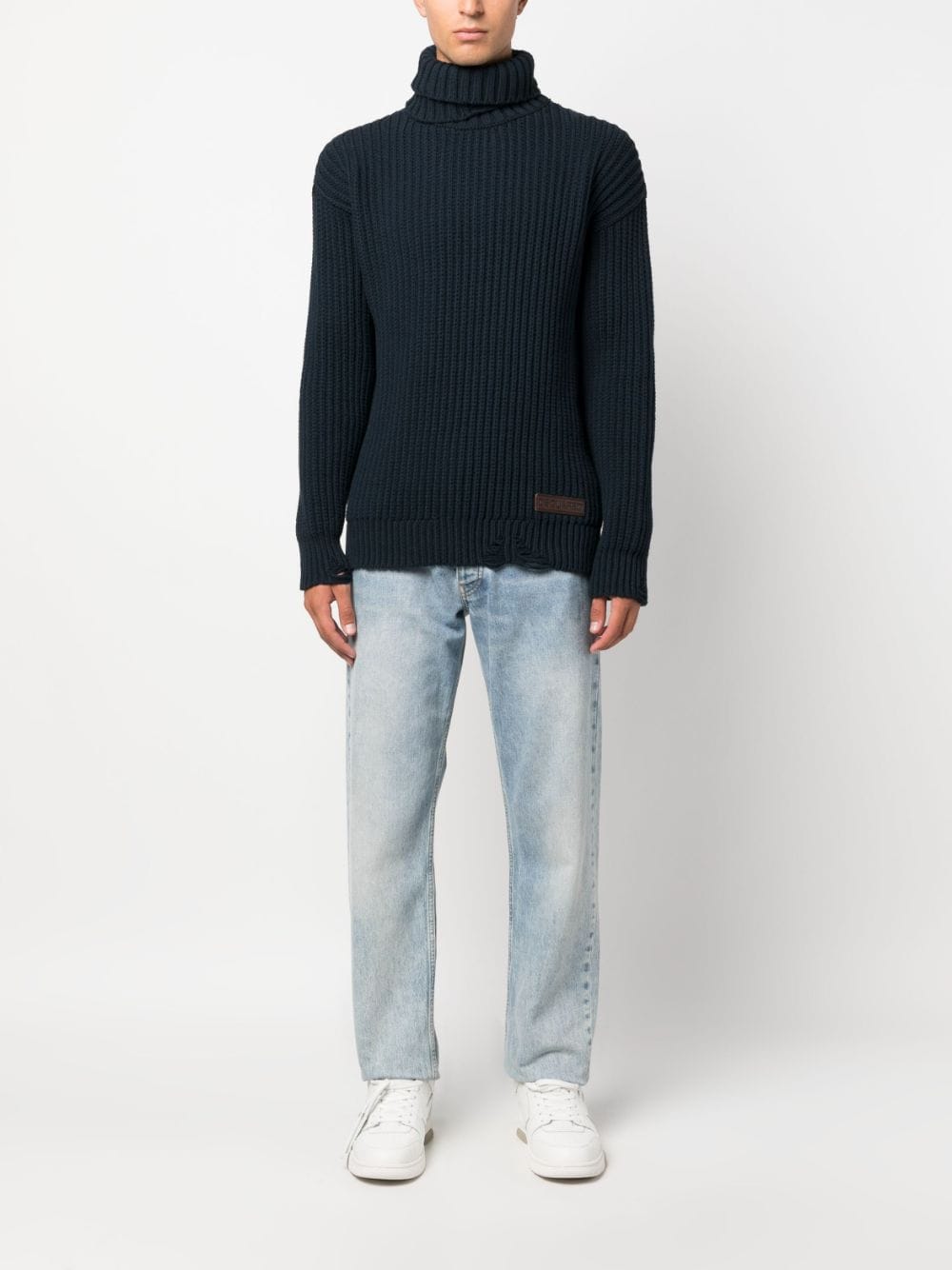 Dsquared2 logo-patch roll-neck knitted jumper - Blauw