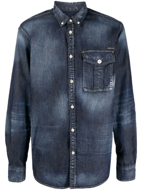 Chemise en jean à plaque logo - DSQUARED2 - Modalova