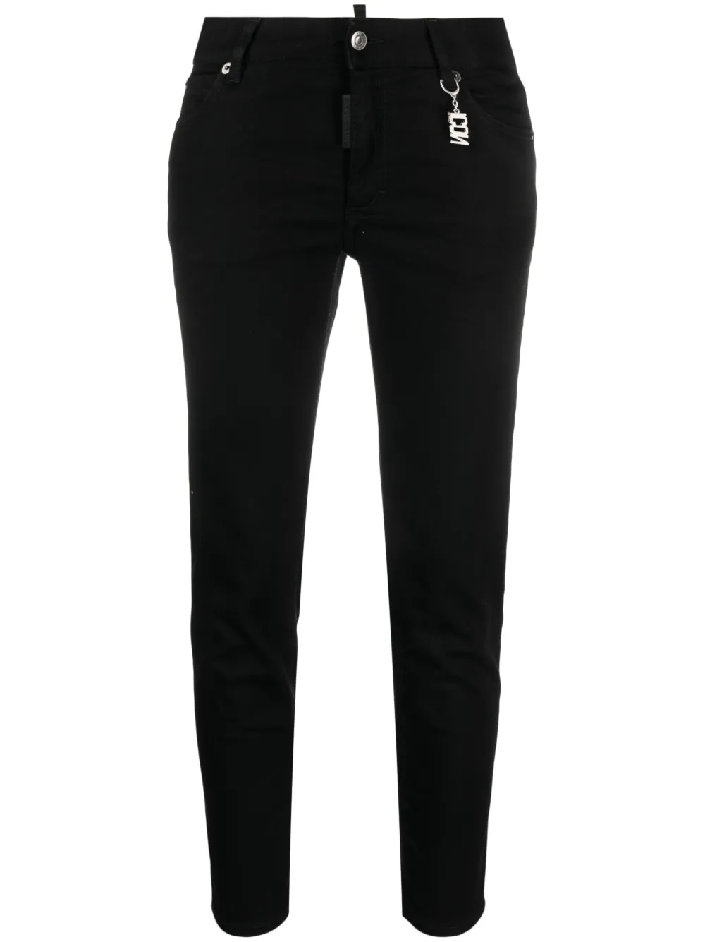 Dsquared2 Logo-plaque Tapered Jeans In Black