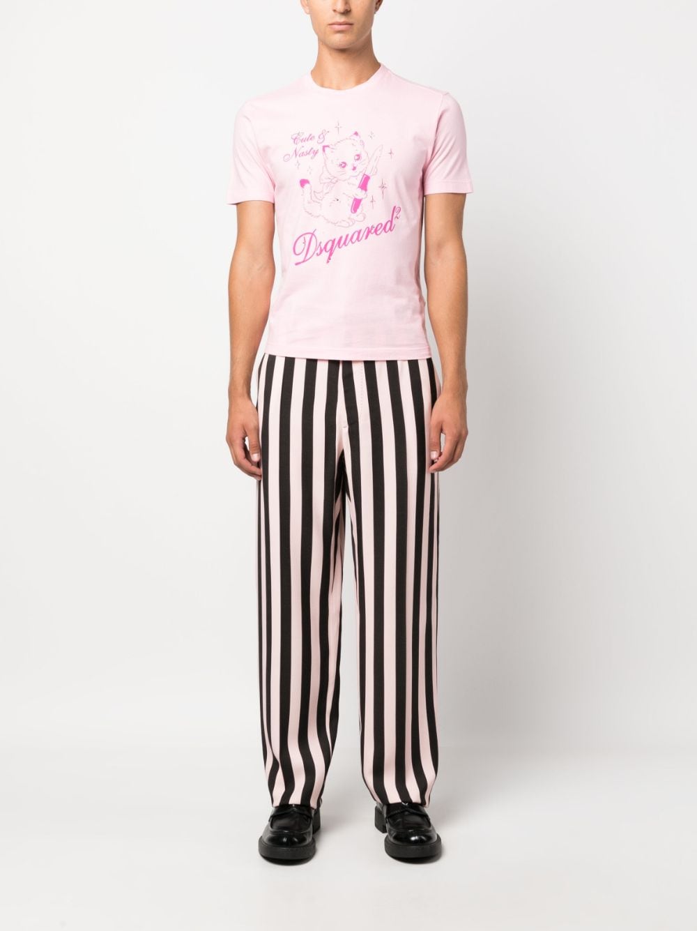 Shop Dsquared2 Striped Straight-leg Trousers In Black