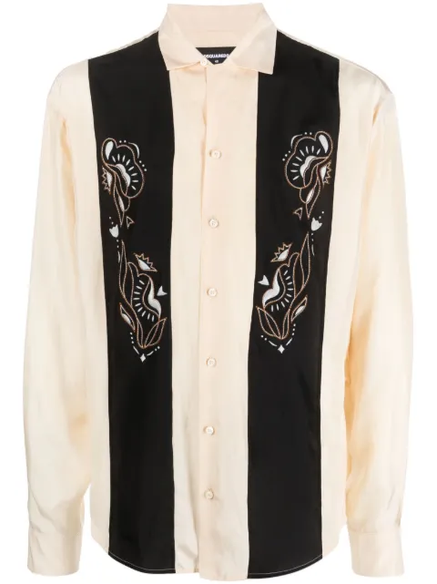 DSQUARED2 embroidered silk bowling shirt