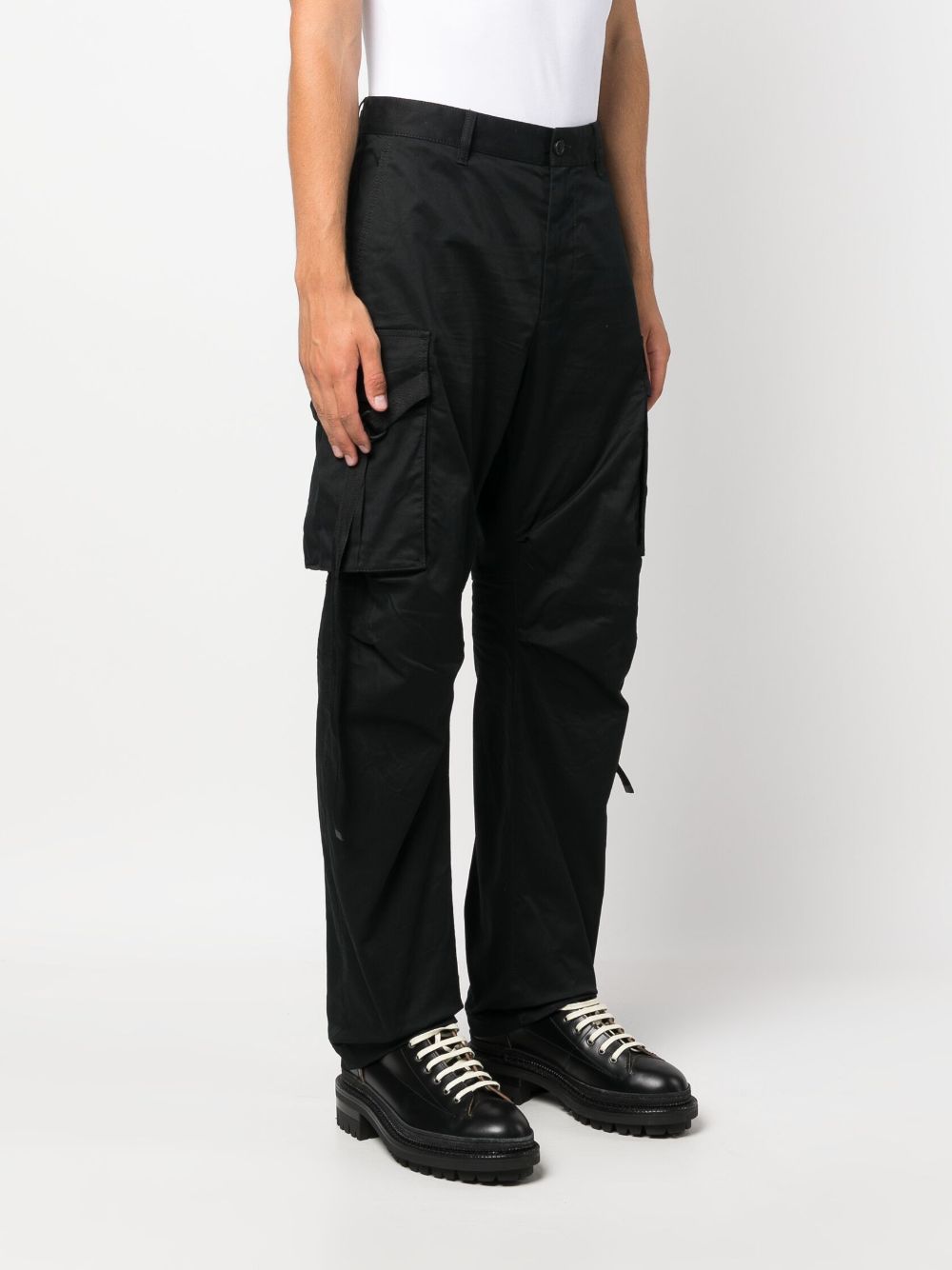Shop Dsquared2 Straight-leg Cotton Cargo Trousers In Black