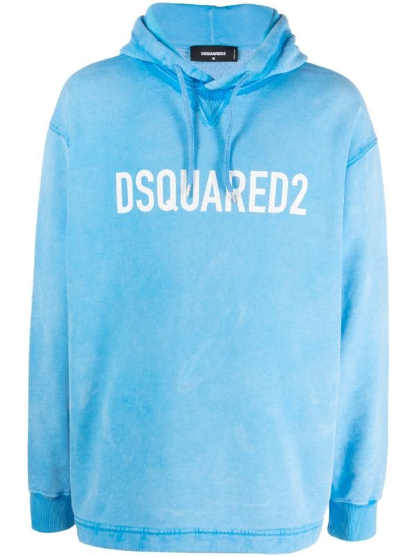 Dsquared2 logo print jersey fleece Hoodie Farfetch