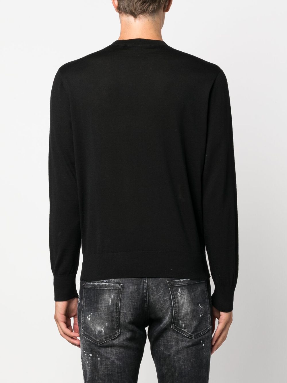 Shop Dsquared2 Embroidered-logo Virgin-wool Sweatshirt In 黑色