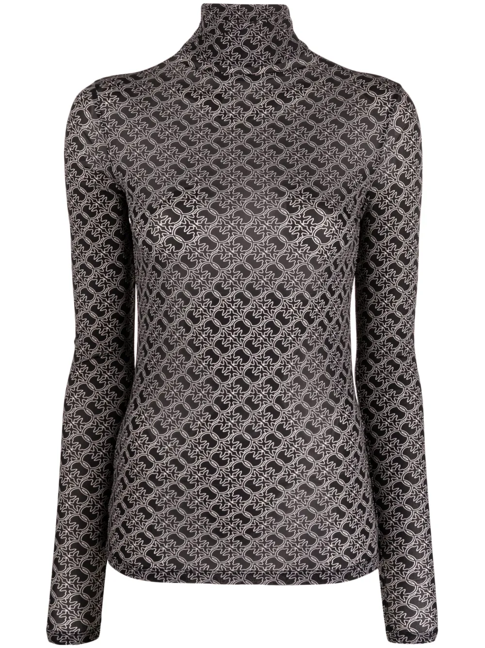 Pinko Love Birds-print Mesh Top In Black