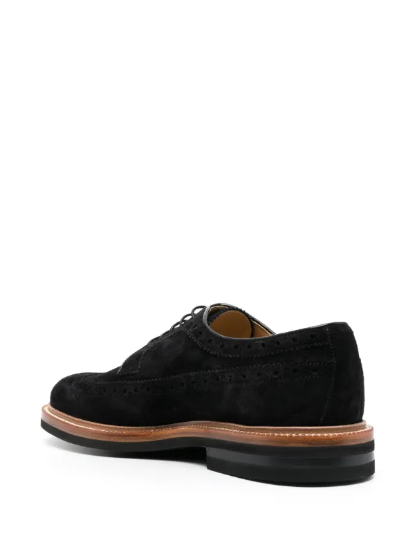 Black suede brogue clearance shoes