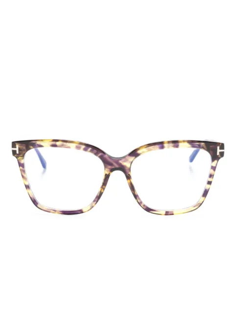 TOM FORD Eyewear tortoiseshell-effect oversize-frame glasses