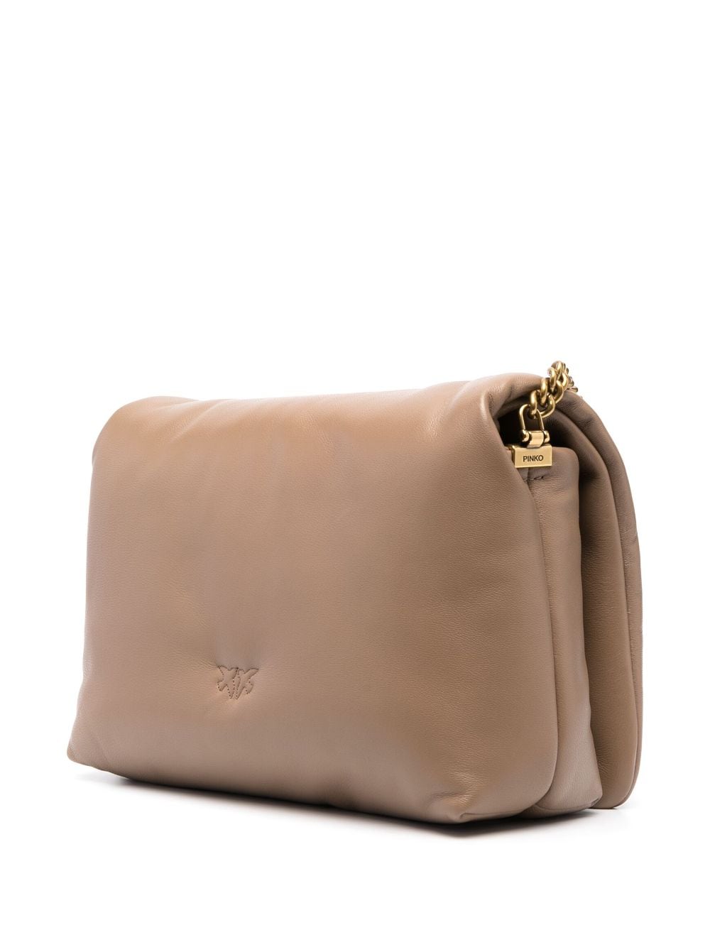 Shop Pinko Baby Love Bag Puff Click Leather Bag In Neutrals