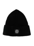 Stone Island Junior Compass-motif knit beanie - Black