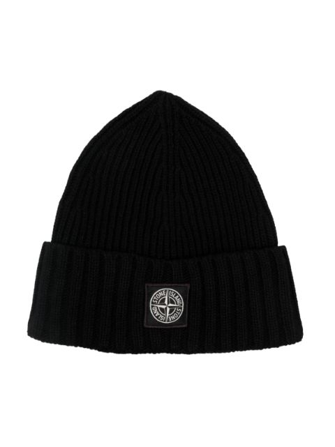 Stone Island Junior Compass-motif knit beanie