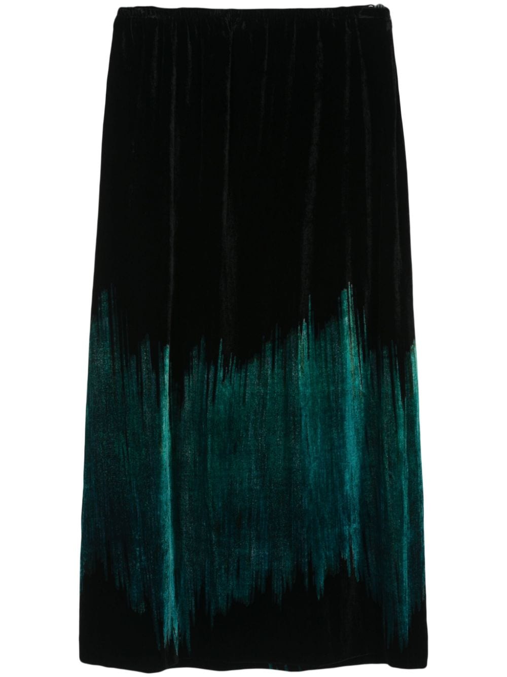 Pre-owned Giorgio Armani 2000's Silk Velour Midi Skirt In Black