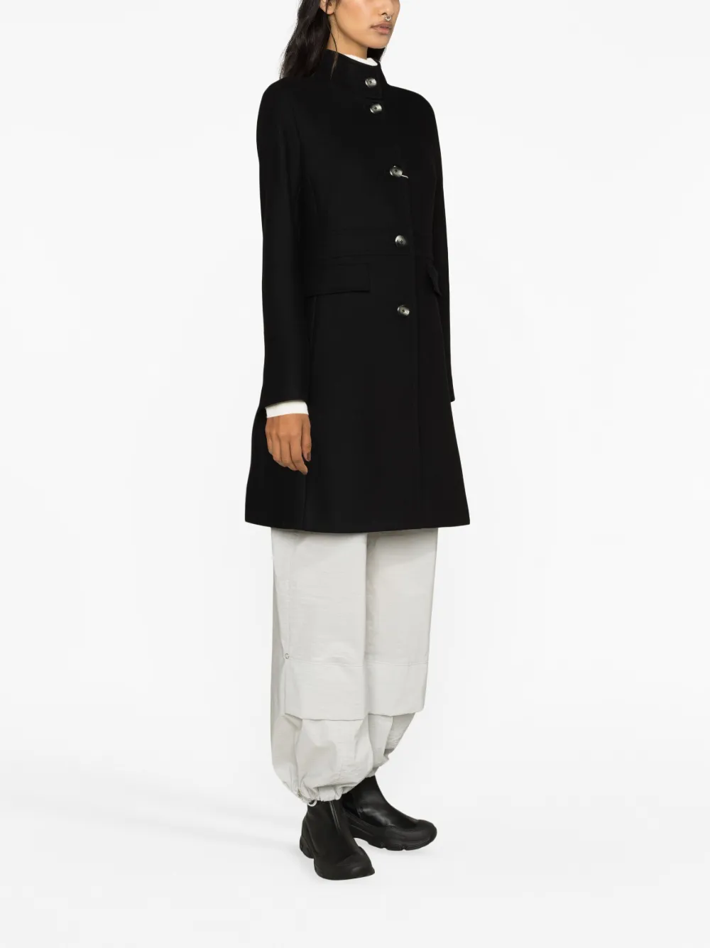 Herno Single-breasted Wool Coat In Black