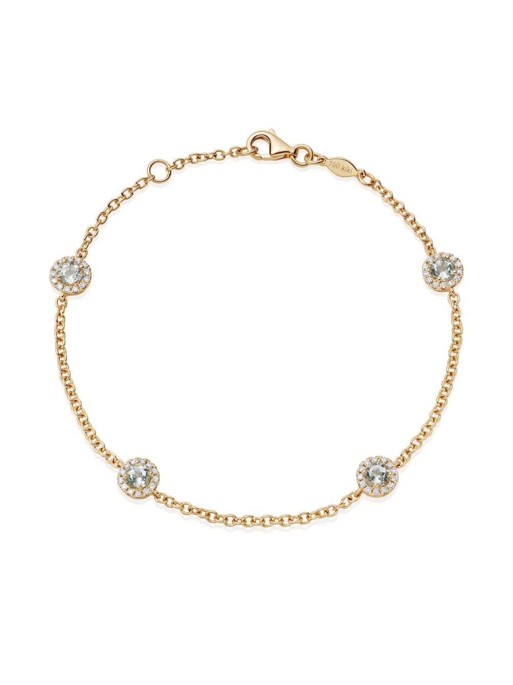Kiki McDonough 18ct Yellow Grace Gold Green Amethyst and Diamond Bracelet - Oro