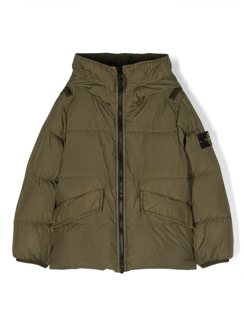 Stone Island Junior Compass-motif padded jacket - Green