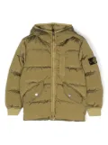 Stone Island Junior Compass-patch padded hooded jacket - Green