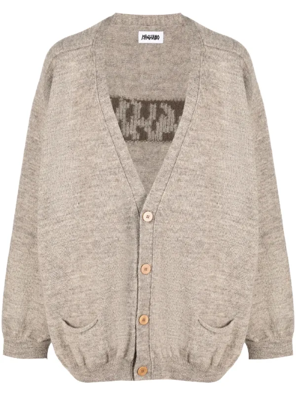 Magliano intarsia-knit Logo V-neck Cardigan - Farfetch