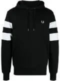Fred Perry striped sleeve cotton hoodie - Black