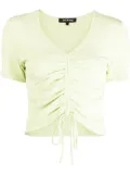 tout a coup ribbed-knit drawstring cropped top - Green