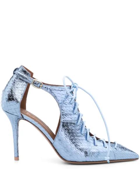 Malone Souliers Montana 85mm lace-up metallic pumps