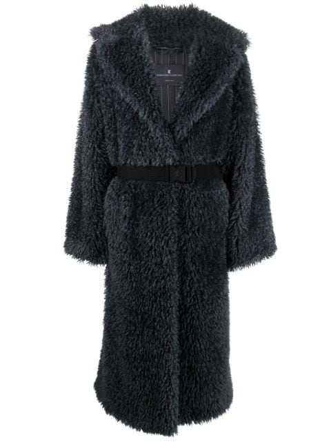 Ermanno Scervino belted shearling wool coat