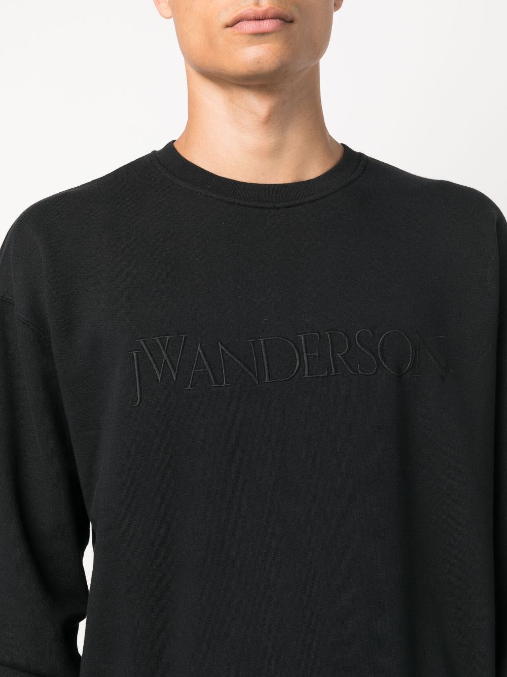 Shop Jw Anderson Logo-embroidered Cotton Sweatshirt In Black