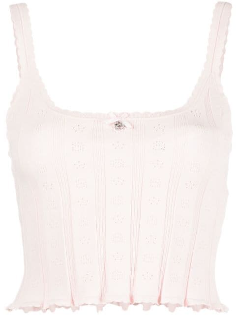 Alexander Wang pointelle-knit perforated cropped top