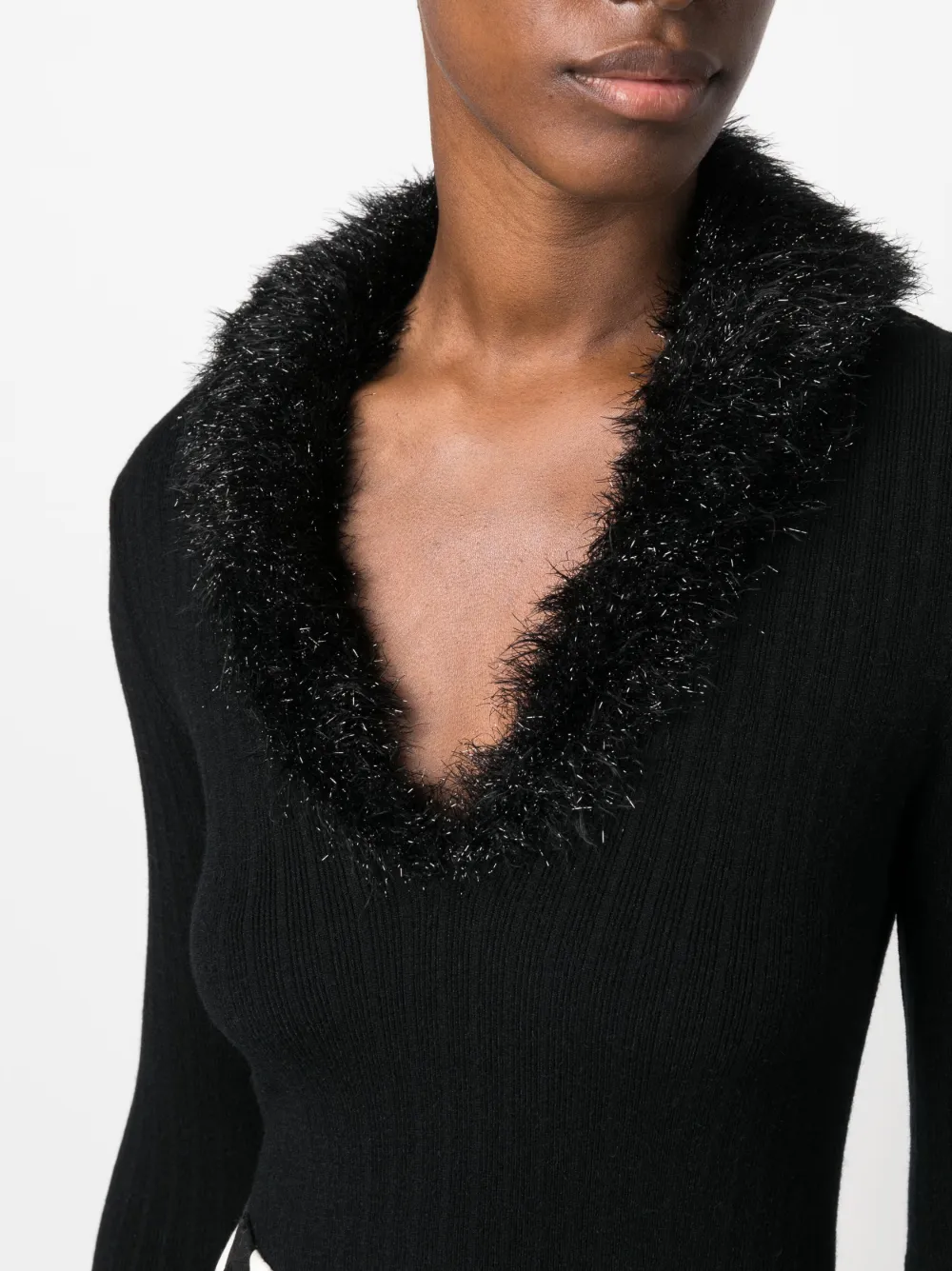 Blugirl faux fur Collar Ribbed Jumper Farfetch