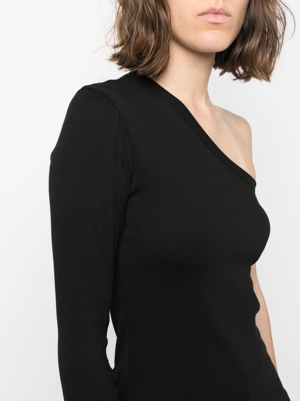 Shop Thom Krom One-shoulder Cotton Top In Black