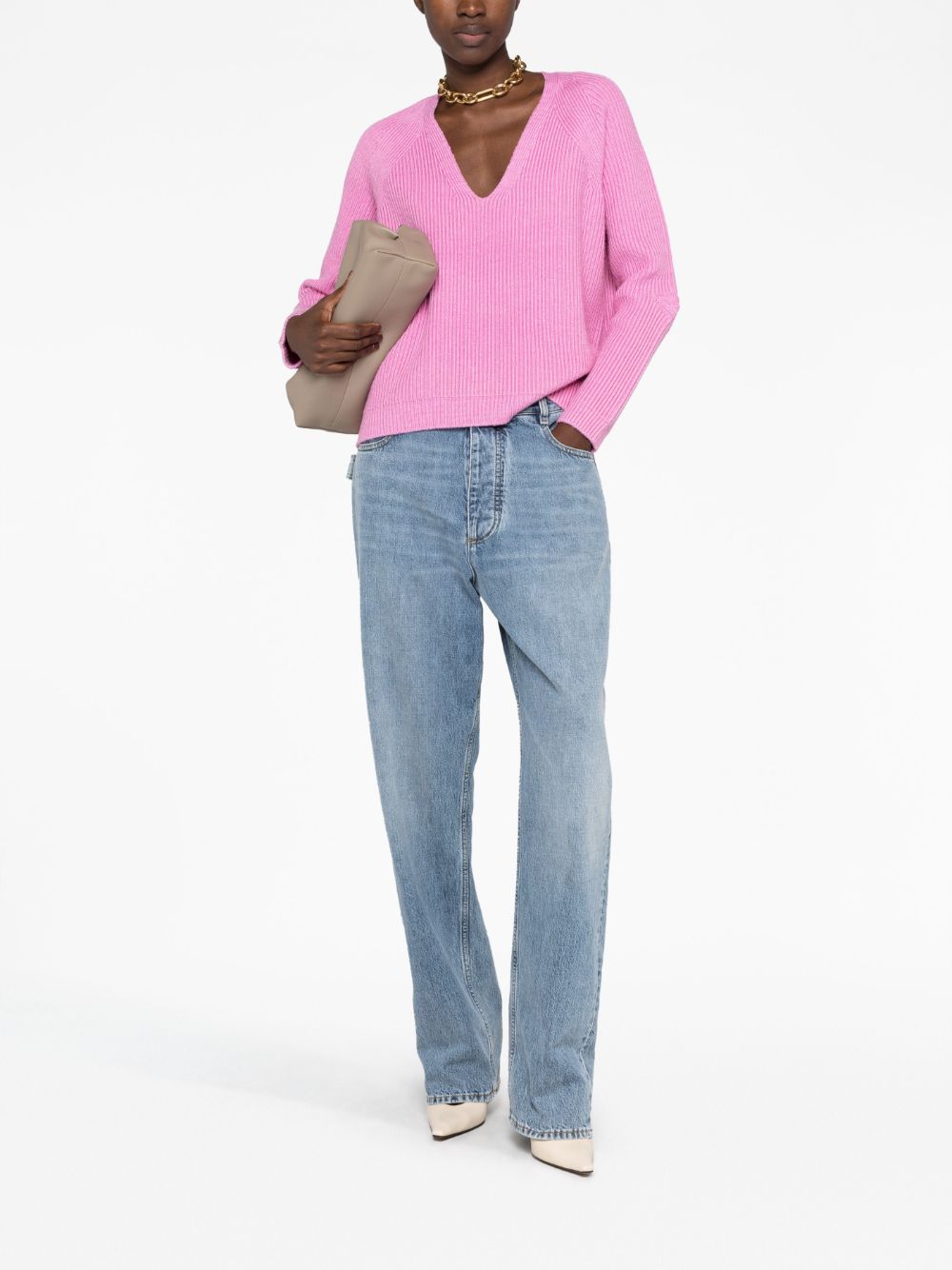 TOM FORD V-neck ribbed jumper - Roze