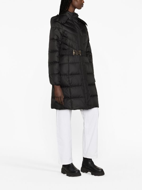 Hooded belted shop puffer coat