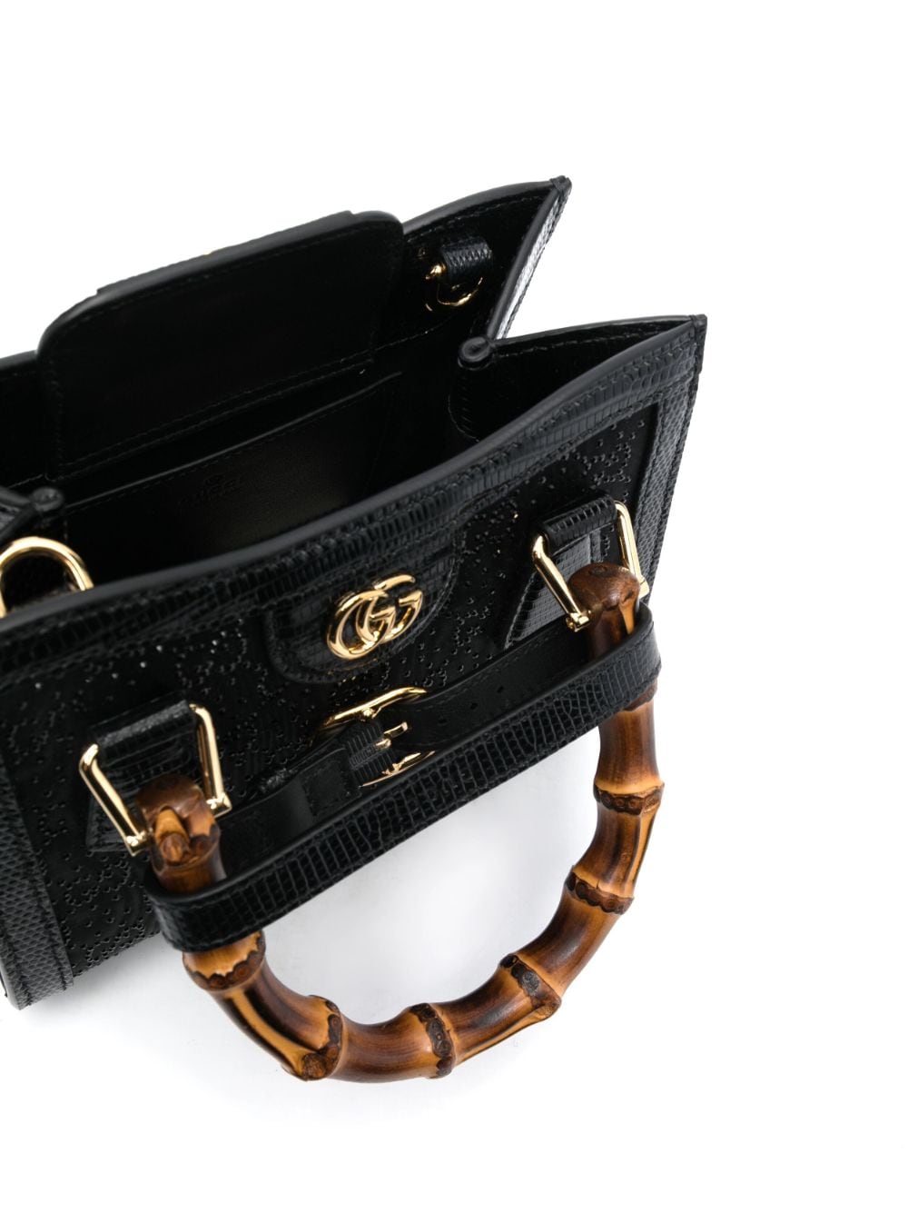 Shop Gucci Mini Diana Leather Tote Bag In Schwarz