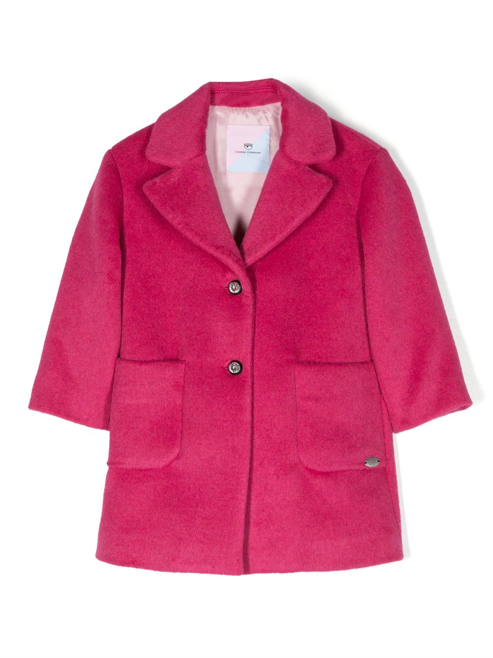 Chiara Ferragni Kids logo-plaque single-breasted coat - Pink