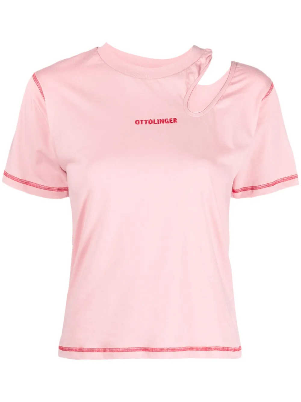 ottolinger t-shirt en coton biologique à découpes - rose