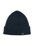 Aspesi Kids logo-patch ribbed beanie - Blue