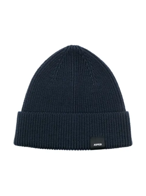 Aspesi Kids gorro tejido de canalé con parche del logo