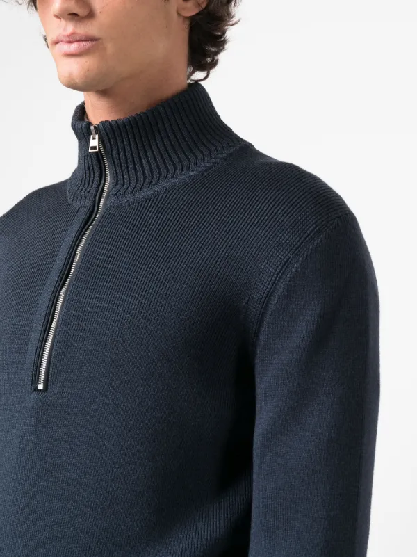 TOM FORD half-zip wool-silk Jumper | Blue | FARFETCH