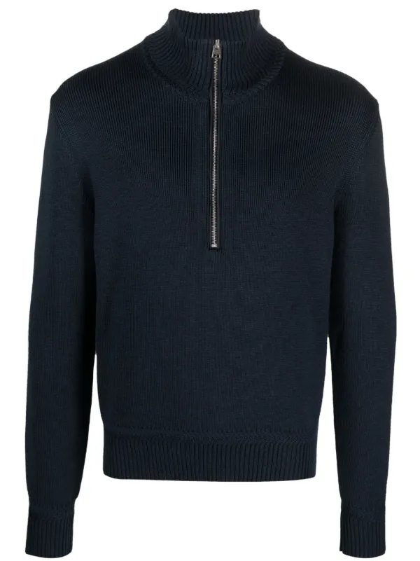 TOM FORD half-zip wool-silk Jumper | Blue | FARFETCH