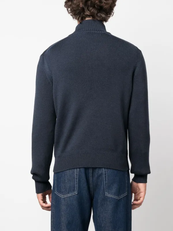 TOM FORD half-zip wool-silk Jumper | Blue | FARFETCH