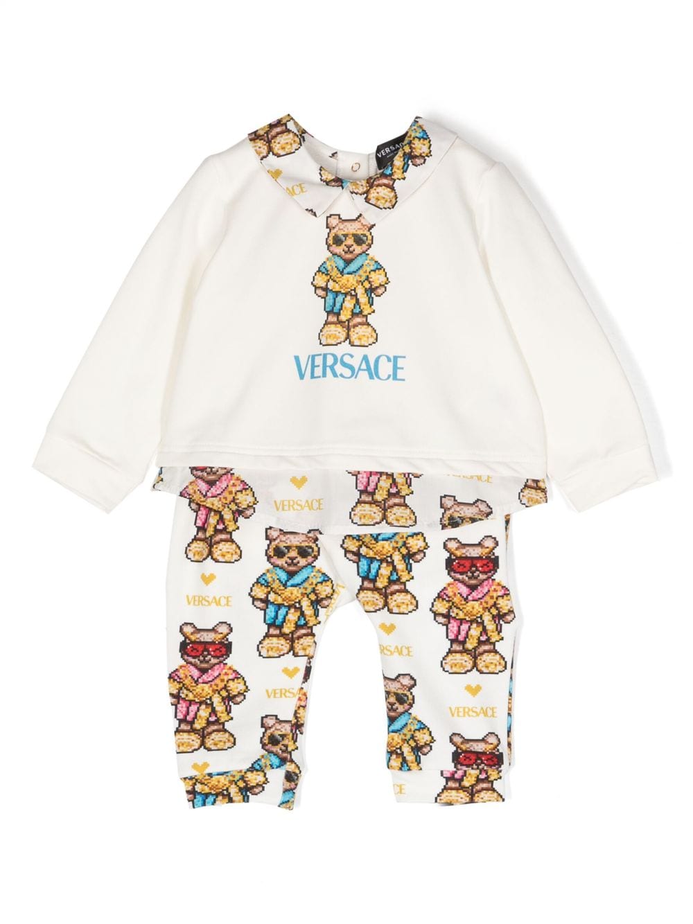 Image 1 of Versace Kids Pixel Teddy-print cotton-blend set