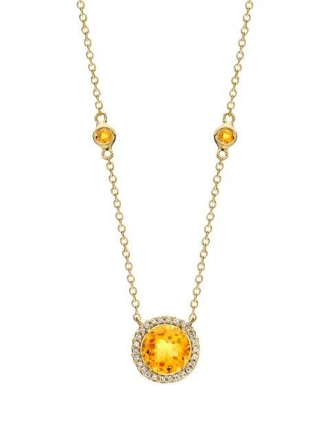 Kiki McDonough Grace 18ct Yellow Gold, Citrine Round Diamond Necklace