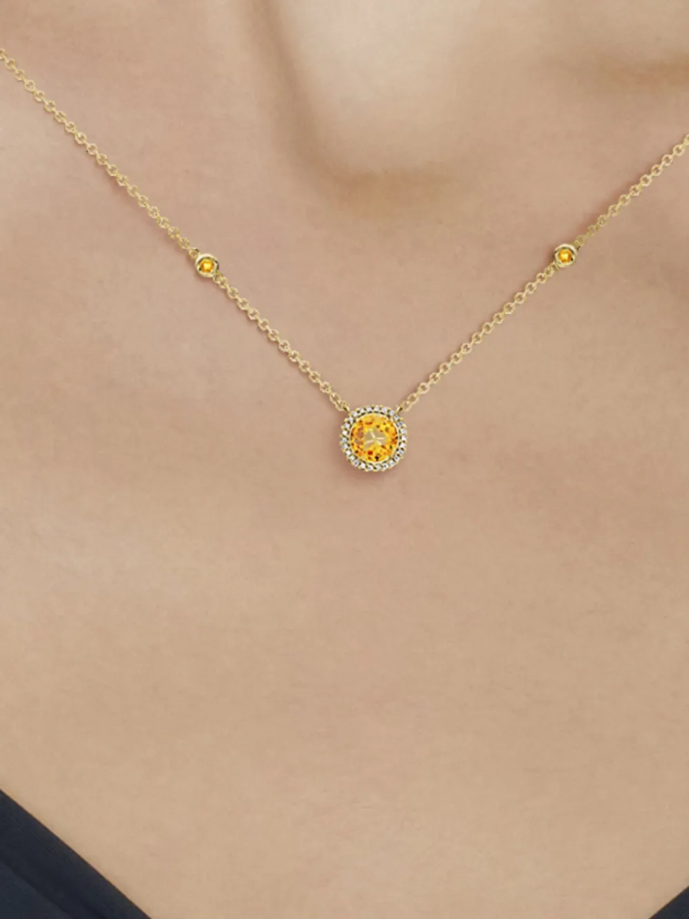 18k Yellow Gold Grace Citrine And Diamond Necklace