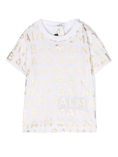Balmain Kids playera con logo estampado