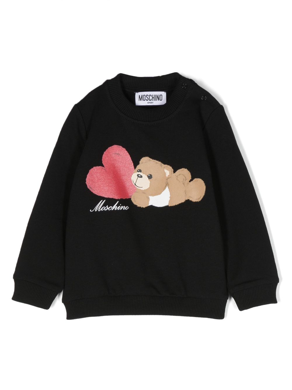 Moschino Babies' Teddy-bear Print Jersey Sweatshirt In Schwarz