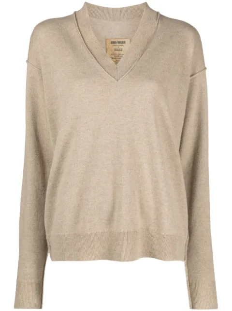 Uma Wang finstrikket sweatshirt med V-hals