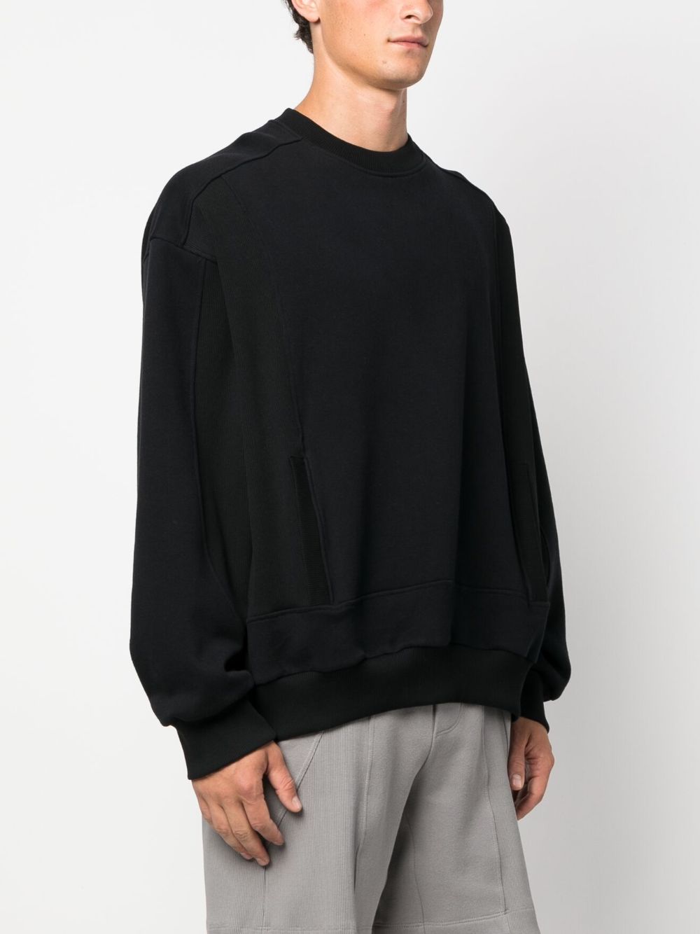 Shop Styland Crew-neck Cotton Fleece Sweatshirt In Black