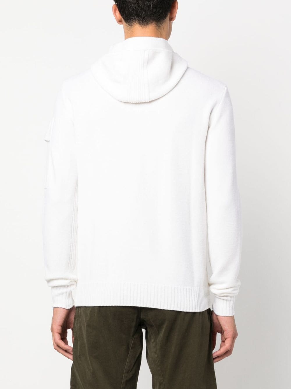 Shop C.p. Company Fine-knit Virgin Wool-blend Hoodie In White