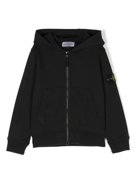Stone Island Junior هودي قطن بسحاب وشارة بوصلة